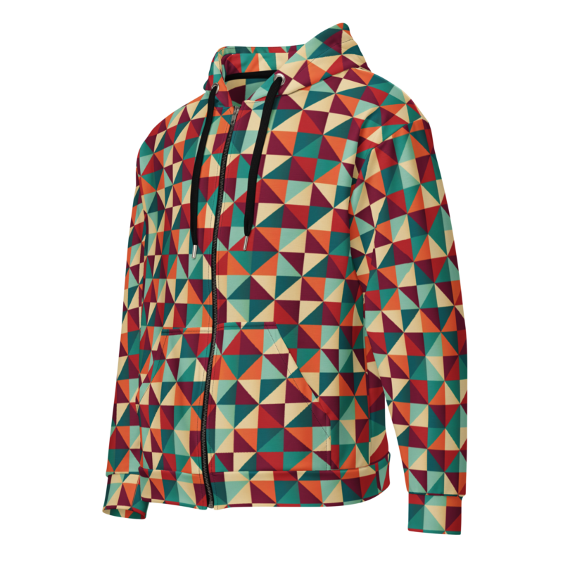 "Farbenspiel im Geometrie-Labyrinth" - Unisex Zip-Hoodie – Allover – HOB Products