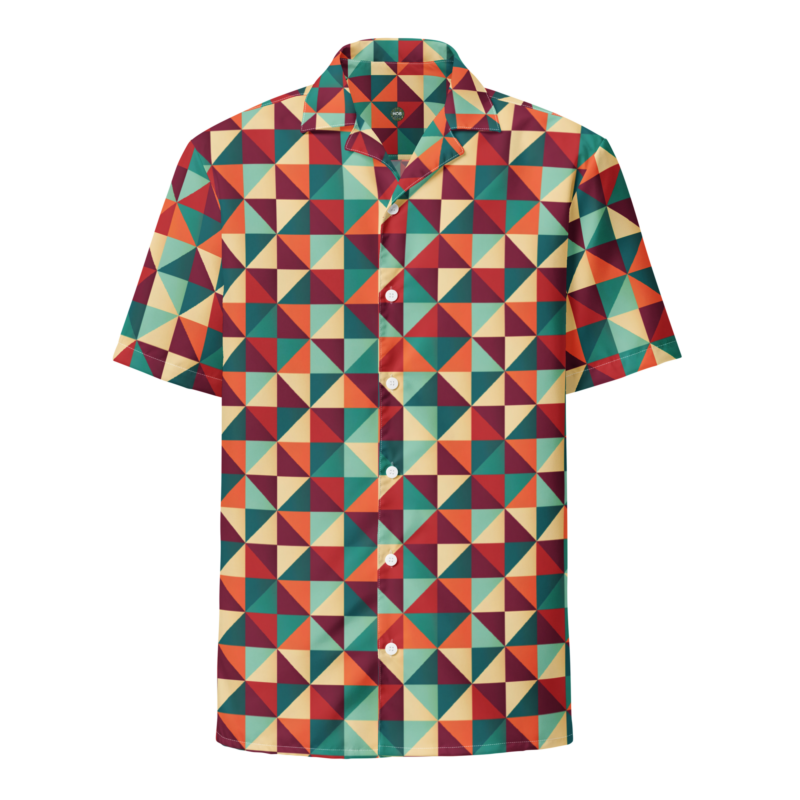 "Farbenspiel im Geometrie-Labyrinth" - Unisex Hemd mit Knöpfen – Allover – HOB Products