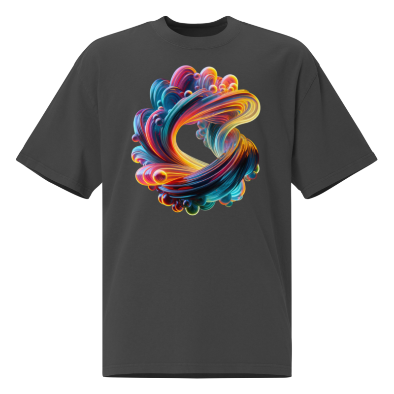"Farbexplosion im Wirbelwind" - Oversized T-Shirt mit verwaschenem Look – T-Shirts – HOB Products