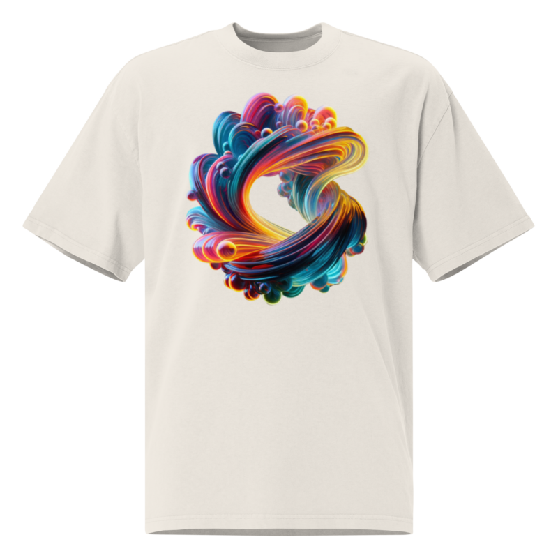 "Farbexplosion im Wirbelwind" - Oversized T-Shirt mit verwaschenem Look – T-Shirts – HOB Products