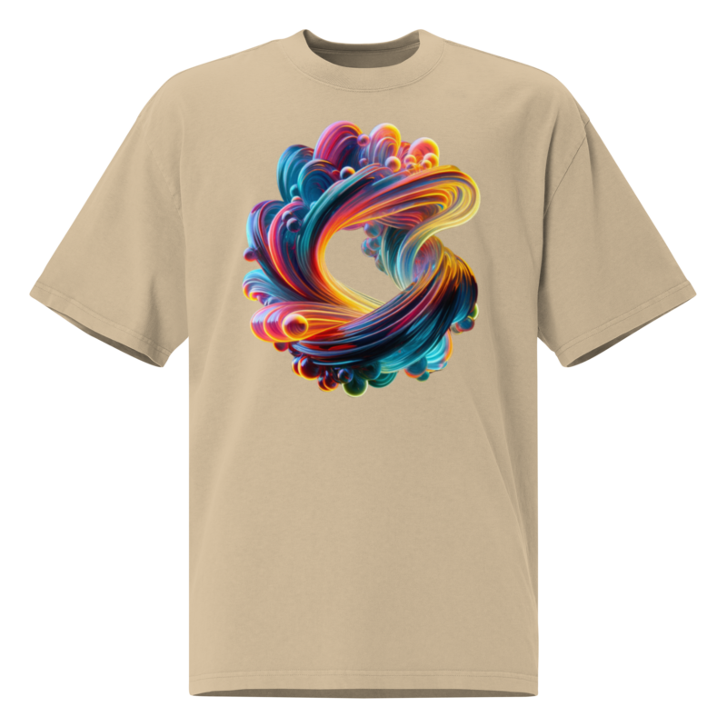 "Farbexplosion im Wirbelwind" - Oversized T-Shirt mit verwaschenem Look – T-Shirts – HOB Products