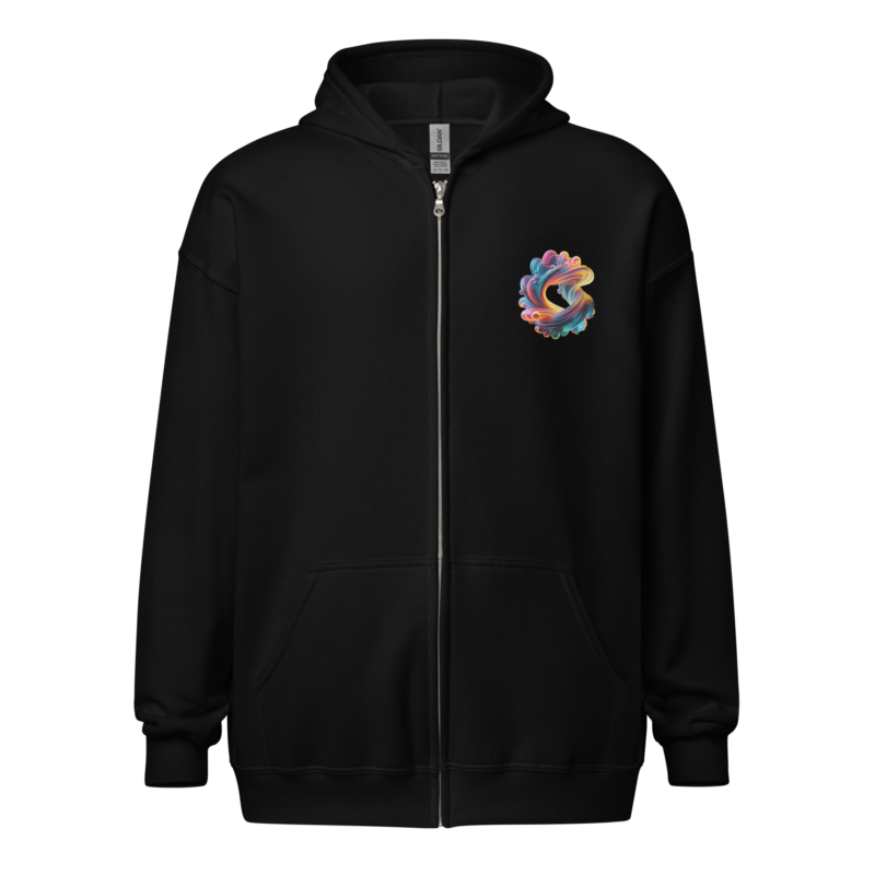 "Farbexplosion im Wirbelwind" - Unisex Heavy-Blend Zip Hoodie – Jacken – HOB Products