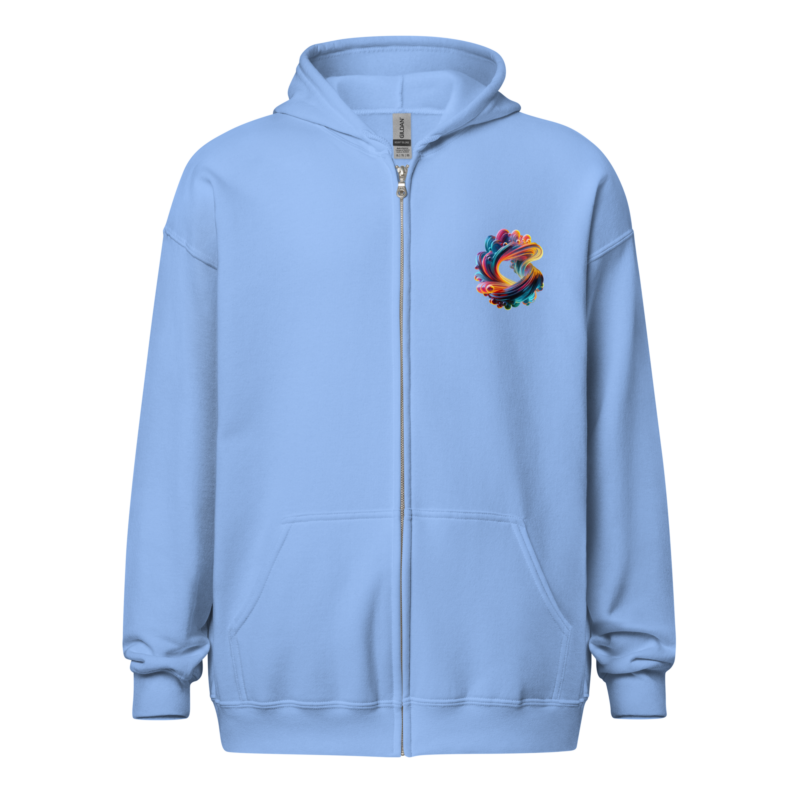 "Farbexplosion im Wirbelwind" - Unisex Heavy-Blend Zip Hoodie – Jacken – HOB Products