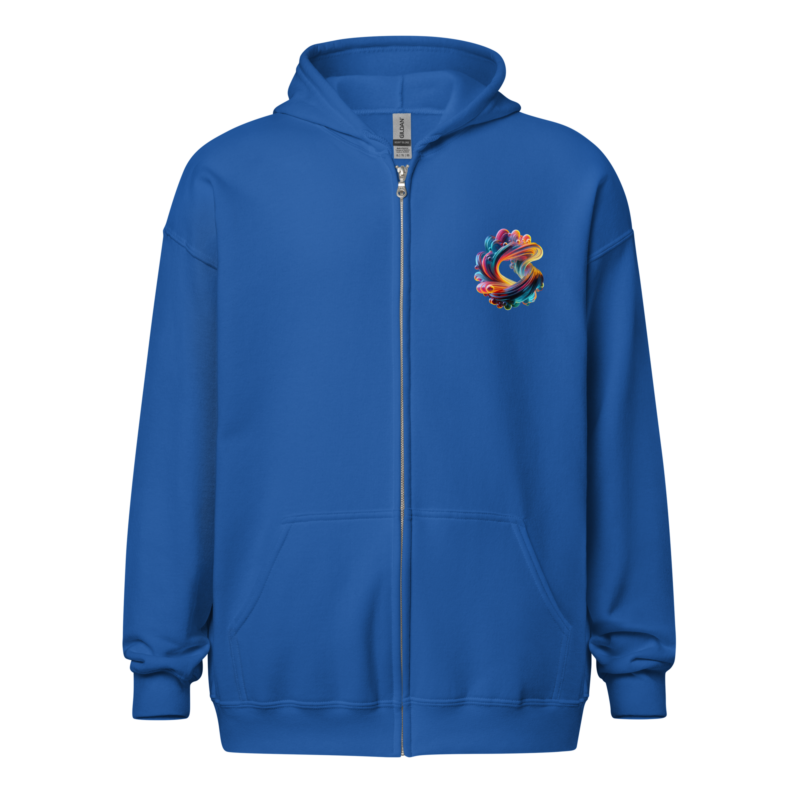 "Farbexplosion im Wirbelwind" - Unisex Heavy-Blend Zip Hoodie – Jacken – HOB Products