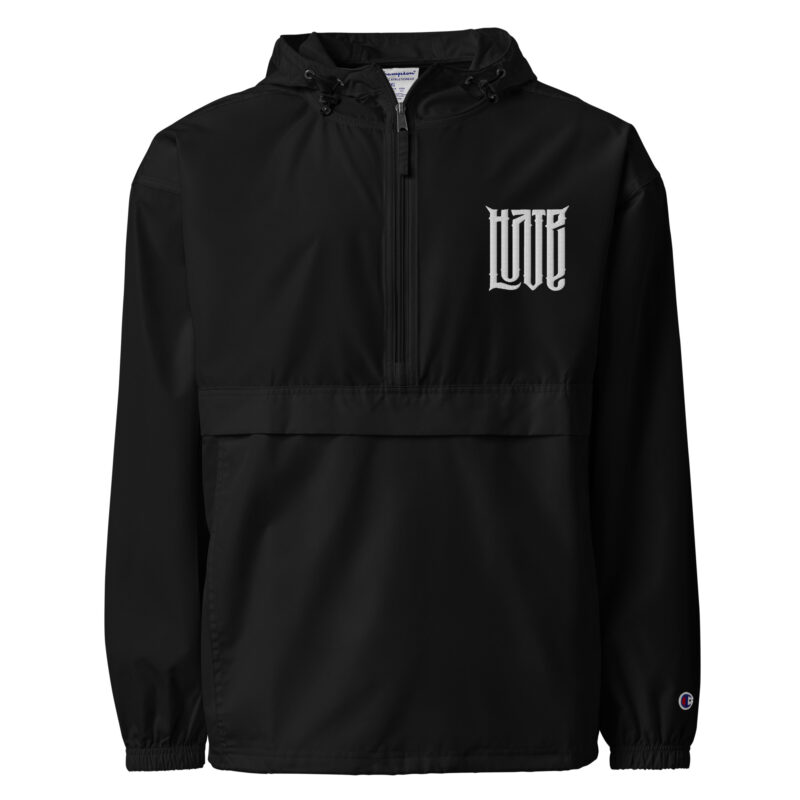 Zwischen Liebe und Hass – Bestickte, verstaubare Champion-Jacke – Champion – HOB Products
