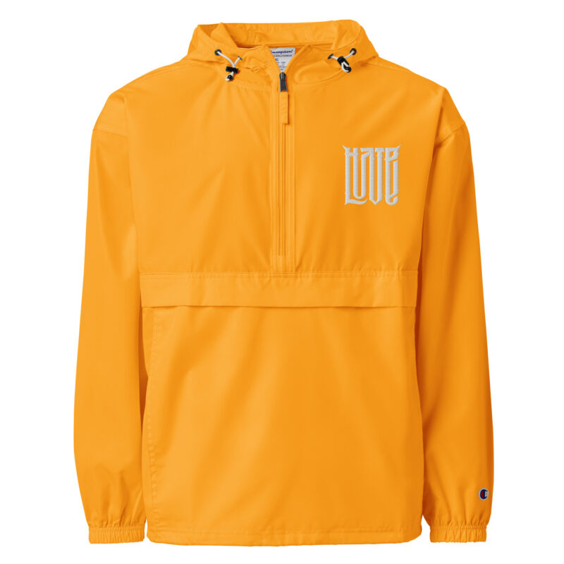 Zwischen Liebe und Hass – Bestickte, verstaubare Champion-Jacke – Champion – HOB Products