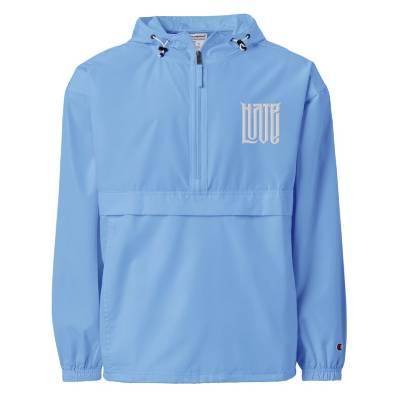 Zwischen Liebe und Hass – Bestickte, verstaubare Champion-Jacke – Champion – HOB Products