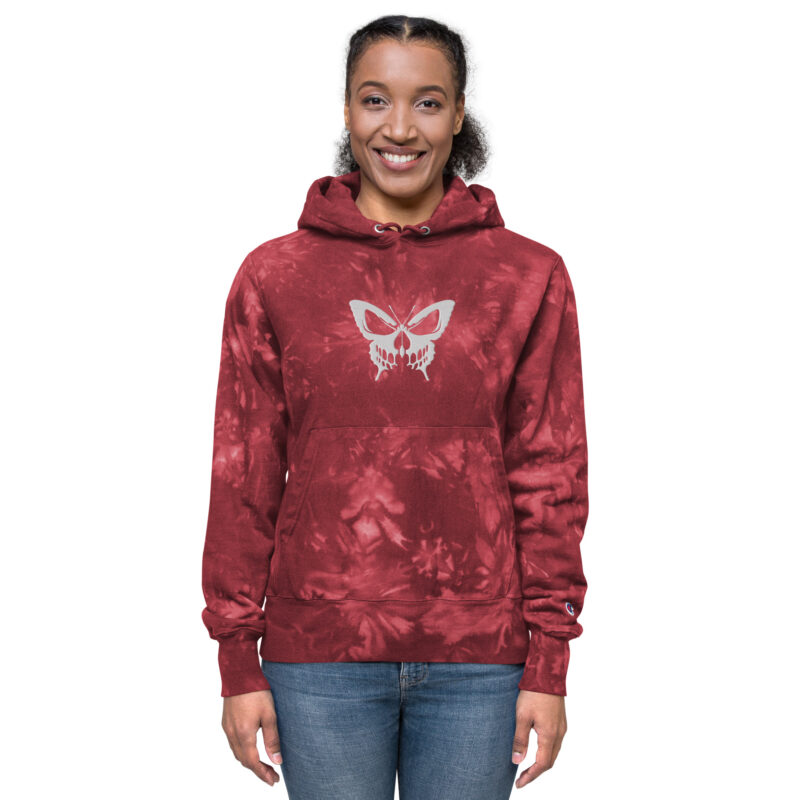 Schmetterling mit Schädel – Unisex Champion-Batik-Kapuzenpullover – Champion – HOB Products