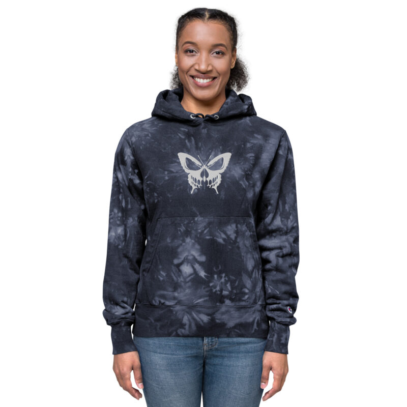 Schmetterling mit Schädel – Unisex Champion-Batik-Kapuzenpullover – Champion – HOB Products