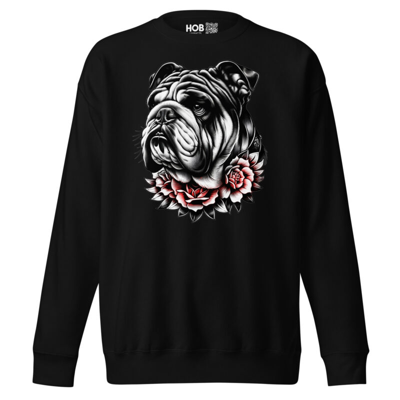 Bulldogge und Rosen – Unisex-Premium-Pullover – Pullover – HOB Products