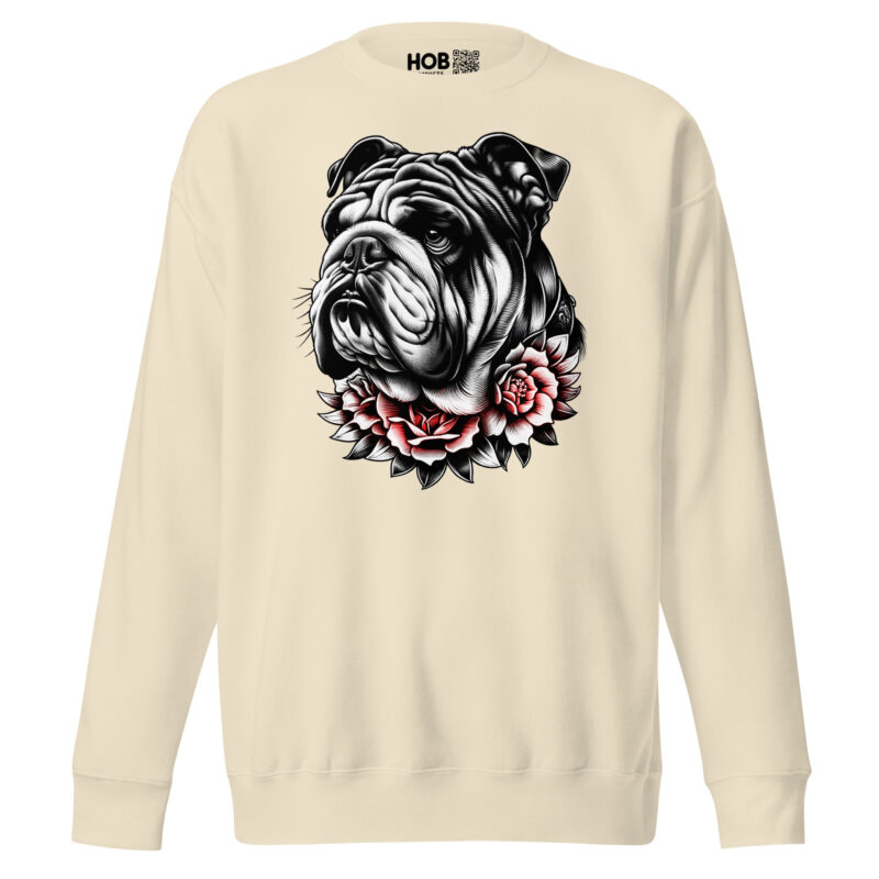Bulldogge und Rosen – Unisex-Premium-Pullover – Pullover – HOB Products