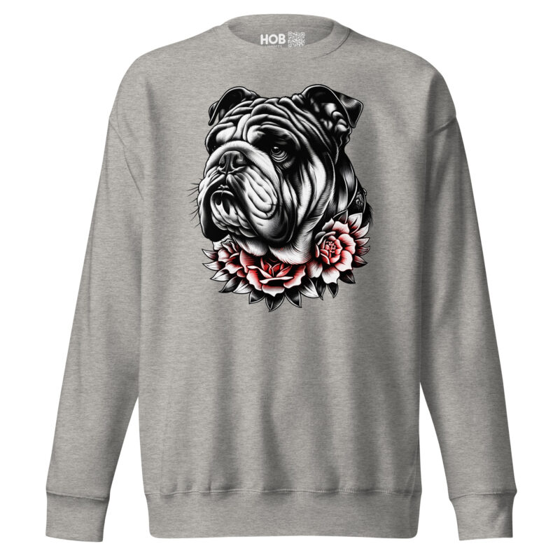 Bulldogge und Rosen – Unisex-Premium-Pullover – Pullover – HOB Products