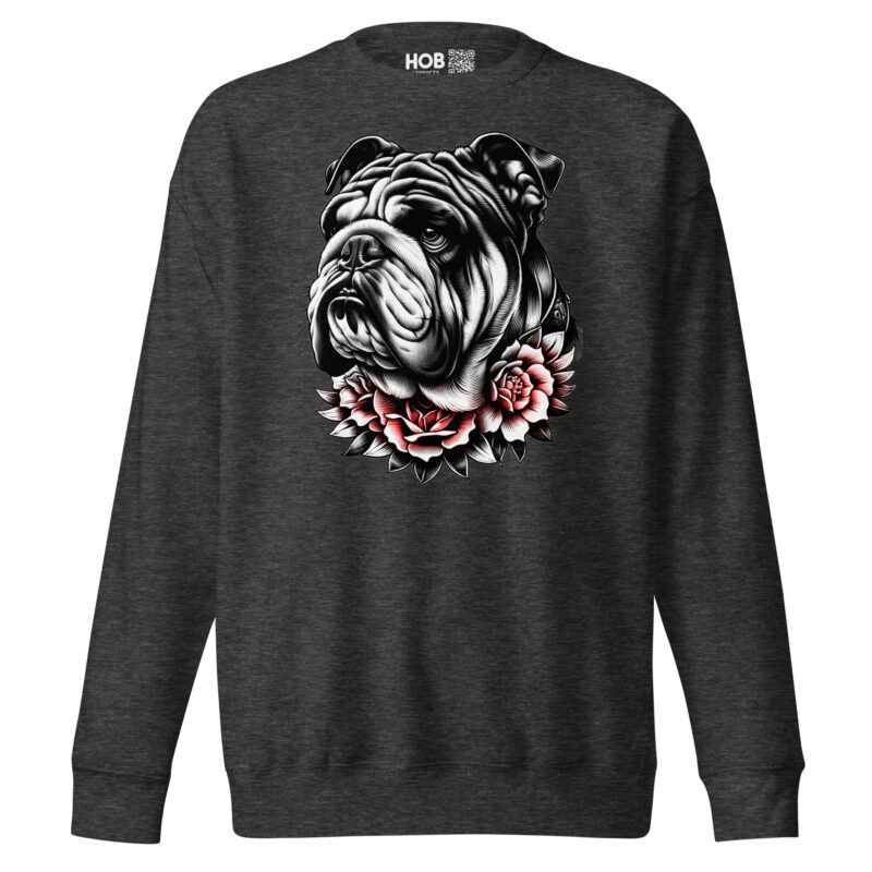 Bulldogge und Rosen – Unisex-Premium-Pullover – Pullover – HOB Products