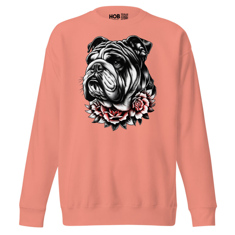 Bulldogge und Rosen – Unisex-Premium-Pullover – Pullover – HOB Products