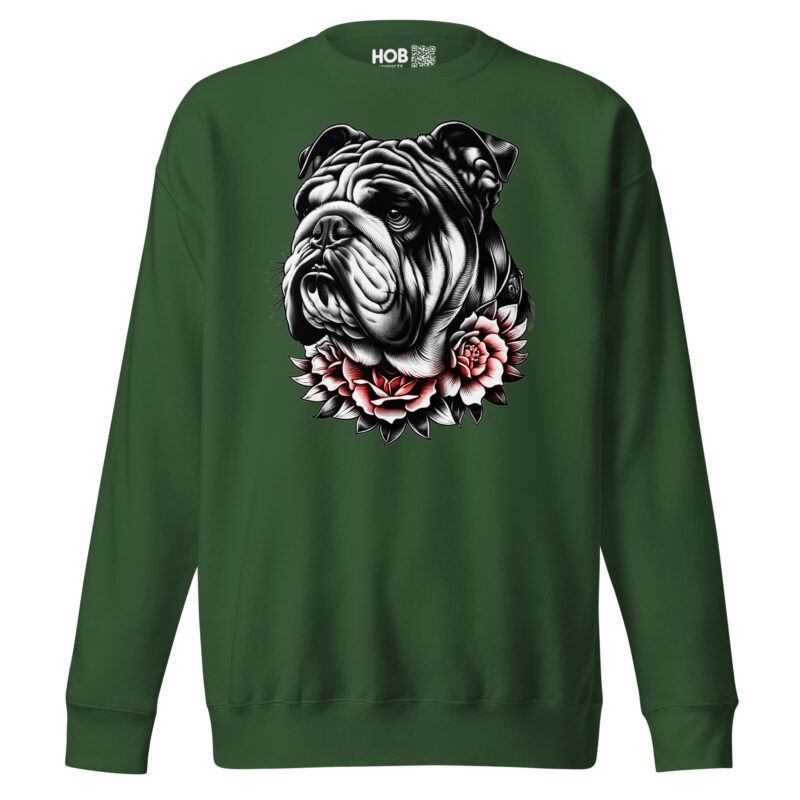 Bulldogge und Rosen – Unisex-Premium-Pullover – Pullover – HOB Products
