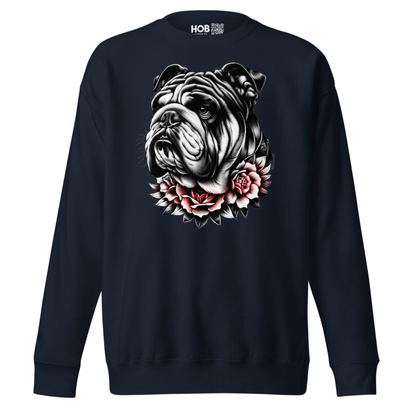 Bulldogge und Rosen – Unisex-Premium-Pullover – Pullover – HOB Products