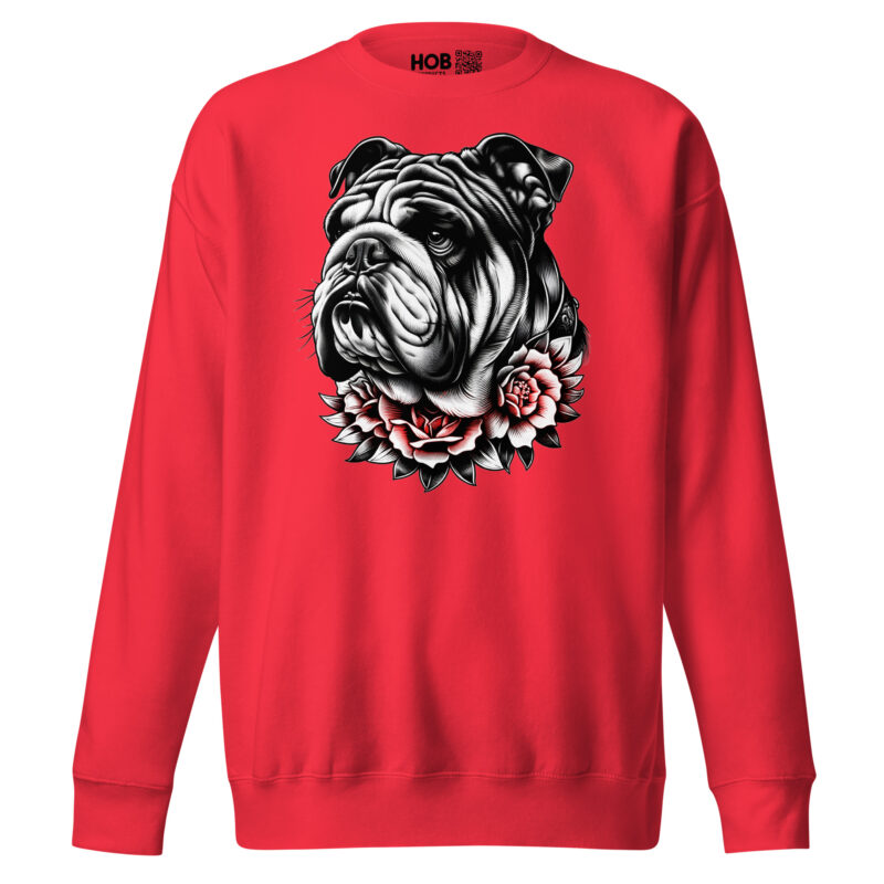 Bulldogge und Rosen – Unisex-Premium-Pullover – Pullover – HOB Products