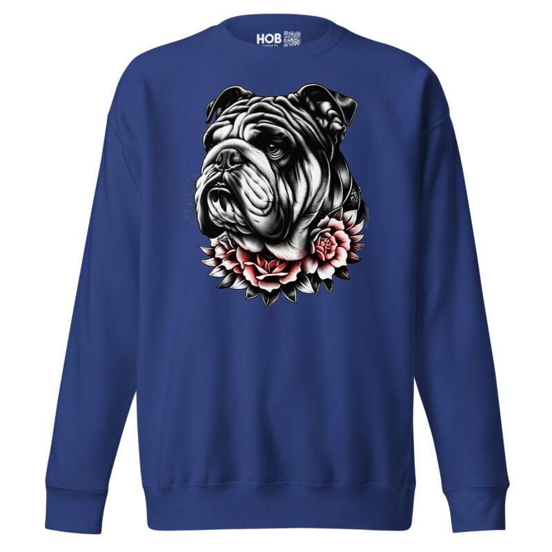 Bulldogge und Rosen – Unisex-Premium-Pullover – Pullover – HOB Products