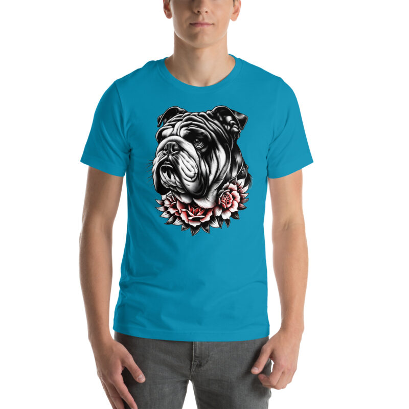Bulldogge und Rosen – Unisex-T-Shirt – T-Shirts – HOB Products