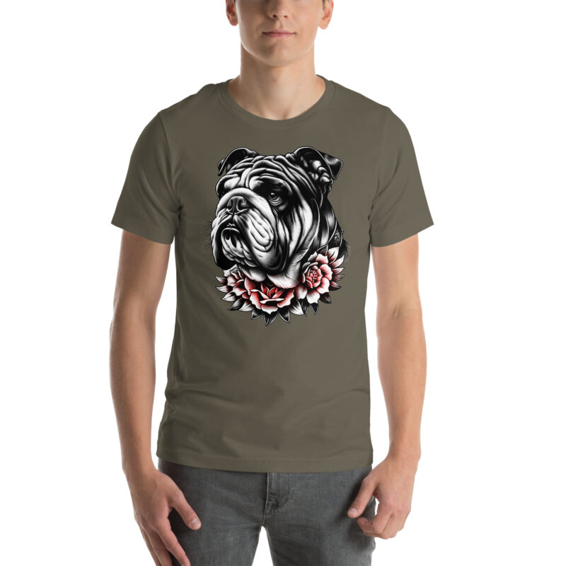 Bulldogge und Rosen – Unisex-T-Shirt – T-Shirts – HOB Products