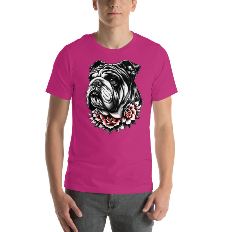Bulldogge und Rosen – Unisex-T-Shirt – T-Shirts – HOB Products
