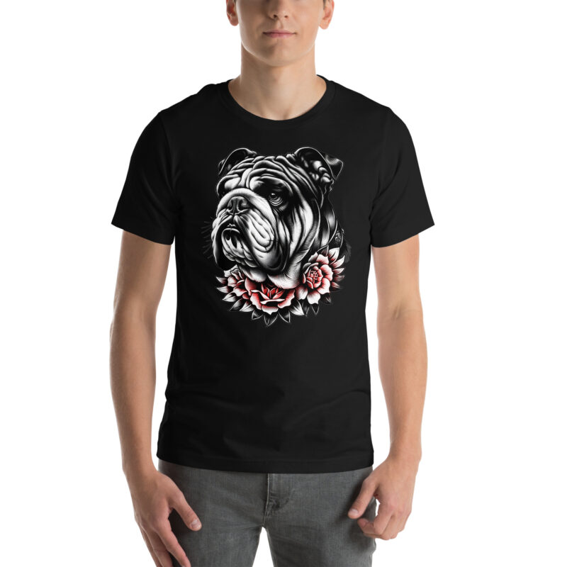 Bulldogge und Rosen – Unisex-T-Shirt – T-Shirts – HOB Products