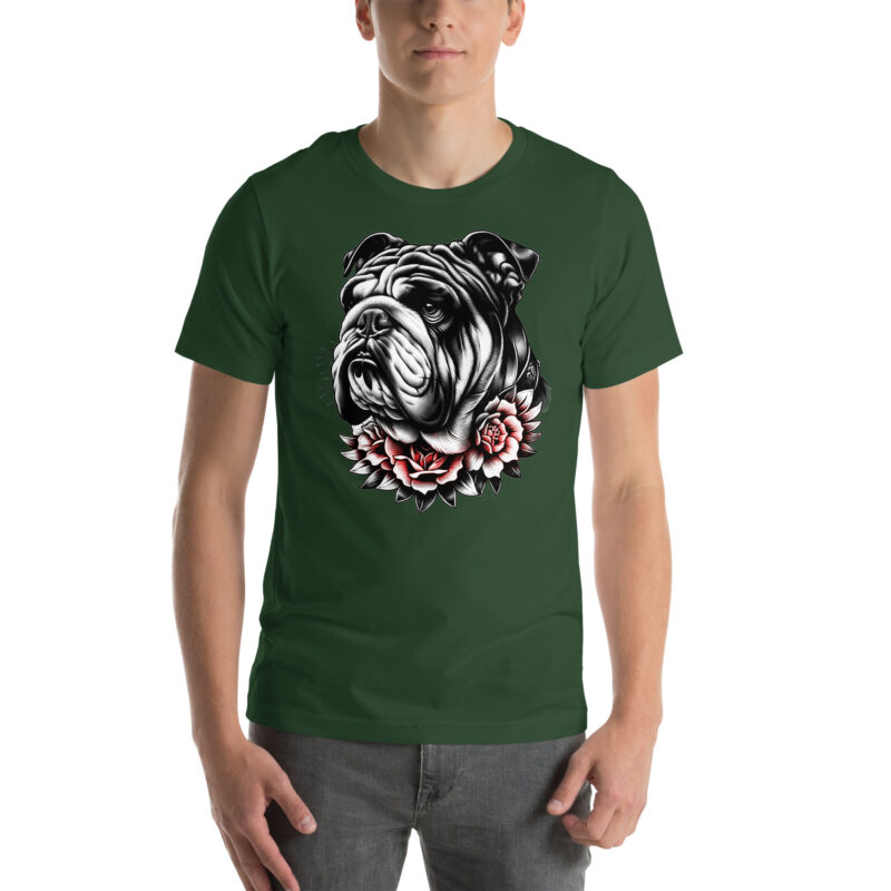 Bulldogge und Rosen – Unisex-T-Shirt – T-Shirts – HOB Products
