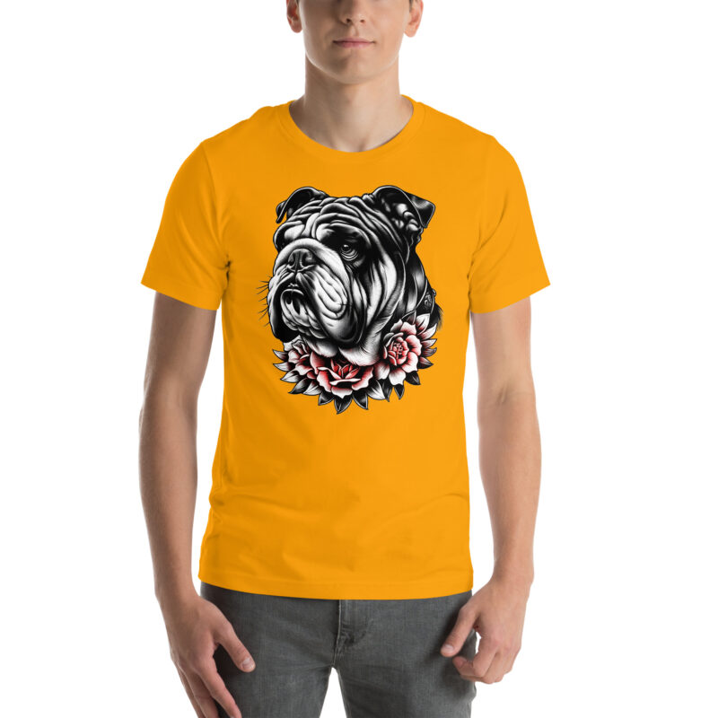 Bulldogge und Rosen – Unisex-T-Shirt – T-Shirts – HOB Products