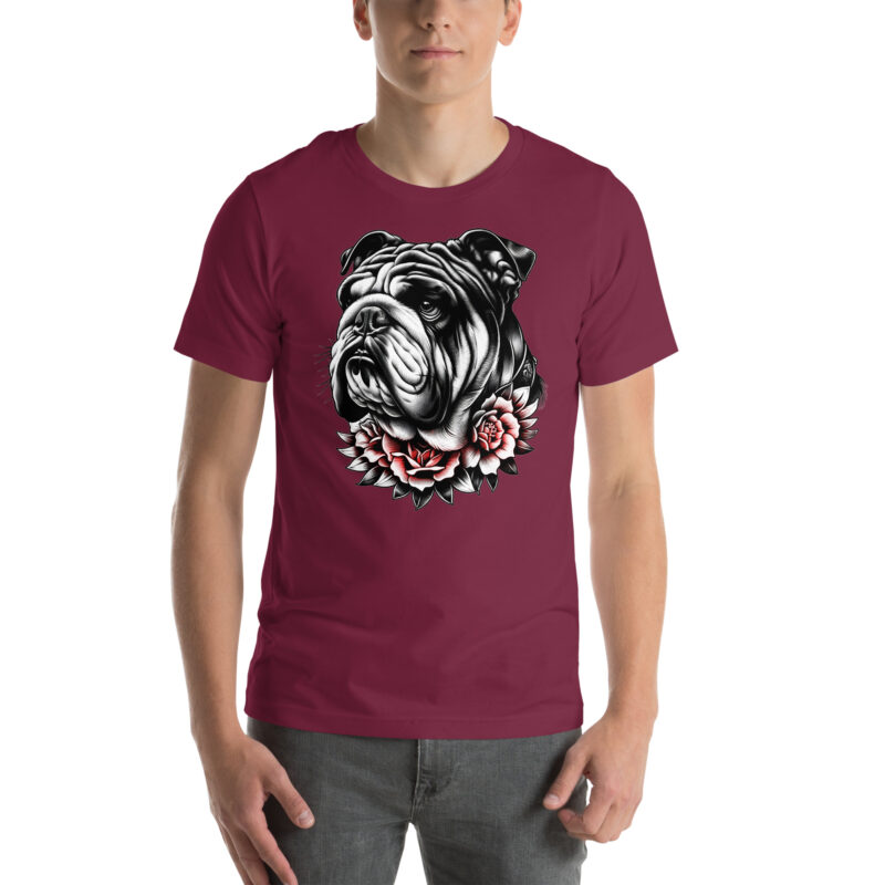 Bulldogge und Rosen – Unisex-T-Shirt – T-Shirts – HOB Products