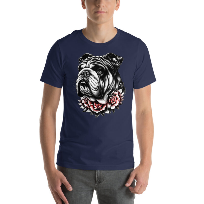 Bulldogge und Rosen – Unisex-T-Shirt – T-Shirts – HOB Products