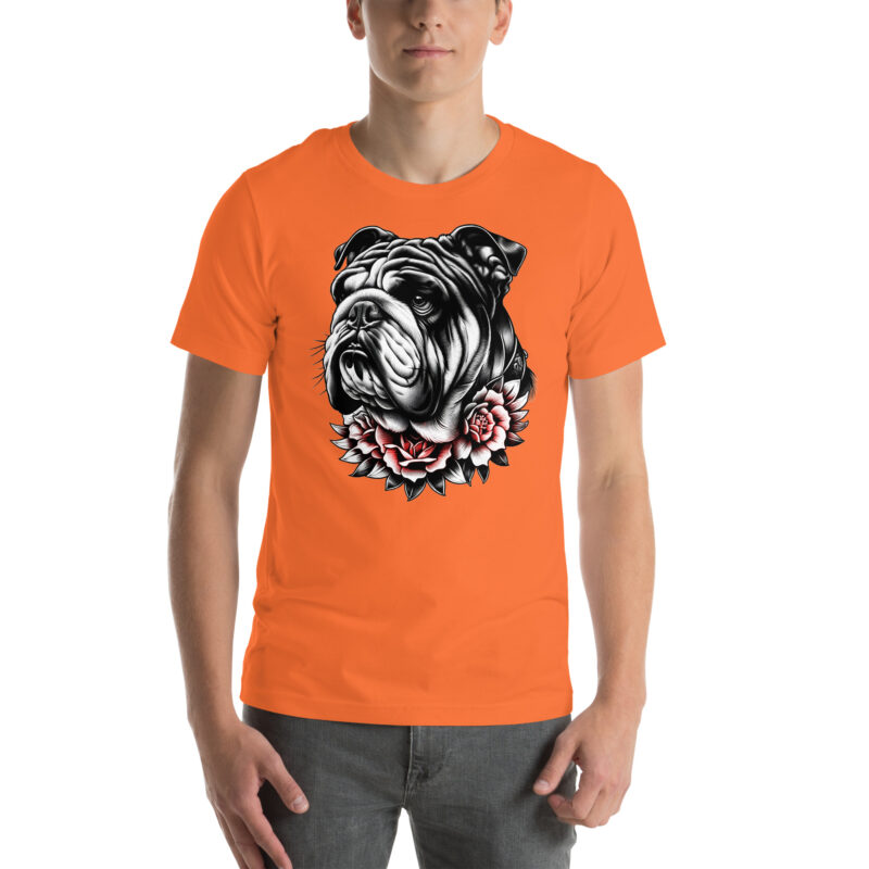 Bulldogge und Rosen – Unisex-T-Shirt – T-Shirts – HOB Products