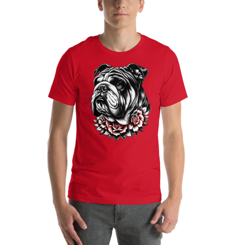 Bulldogge und Rosen – Unisex-T-Shirt – T-Shirts – HOB Products