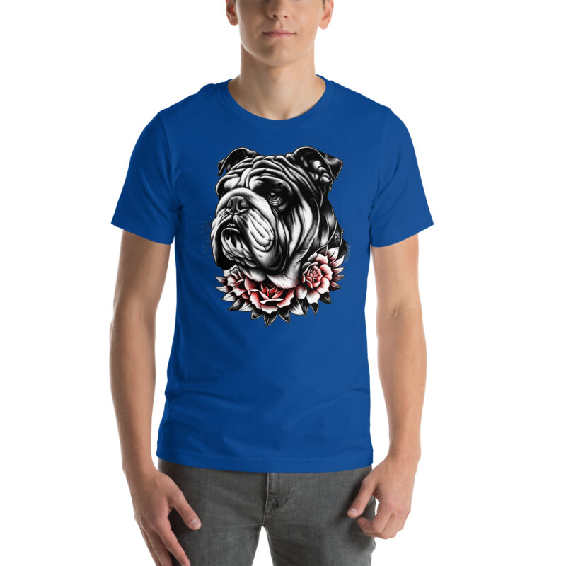 Bulldogge und Rosen – Unisex-T-Shirt – T-Shirts – HOB Products