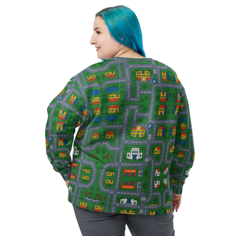 „Zurück in die Mini-Metropole“ – Unisex-Pullover – Allover – HOB Products