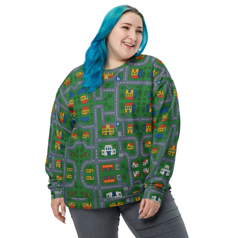 „Zurück in die Mini-Metropole“ – Unisex-Pullover – Allover – HOB Products