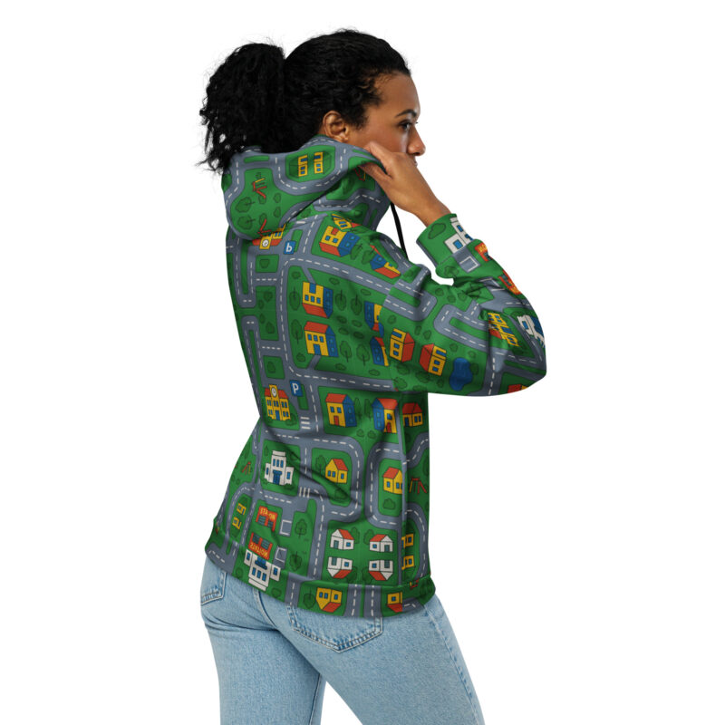 „Zurück in die Mini-Metropole“ – Unisex Zip-Hoodie – Allover – HOB Products