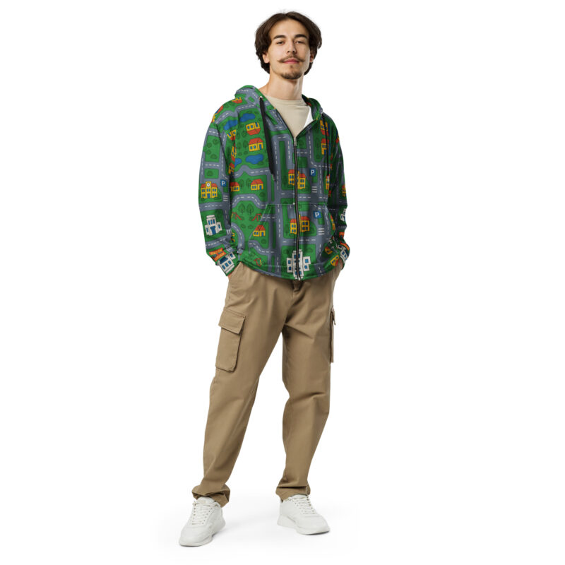 „Zurück in die Mini-Metropole“ – Unisex Zip-Hoodie – Allover – HOB Products