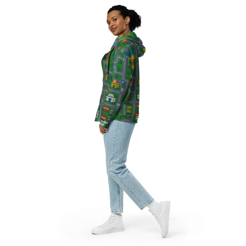 „Zurück in die Mini-Metropole“ – Unisex Zip-Hoodie – Allover – HOB Products
