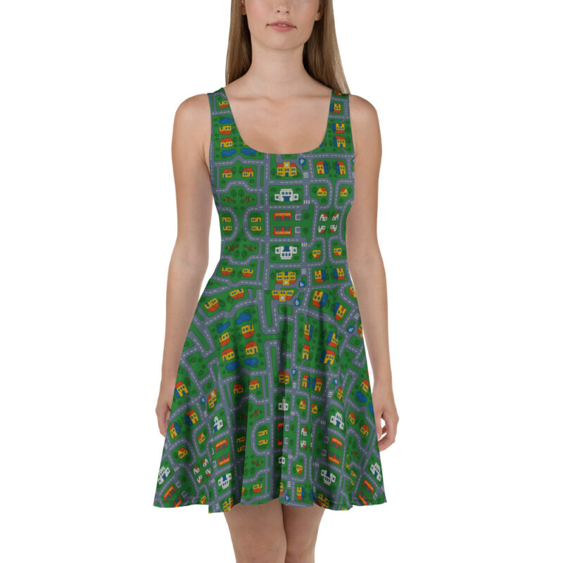 „Zurück in die Mini-Metropole“ – Skater-Kleid – Allover – HOB Products