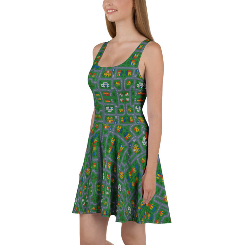 „Zurück in die Mini-Metropole“ – Skater-Kleid – Allover – HOB Products