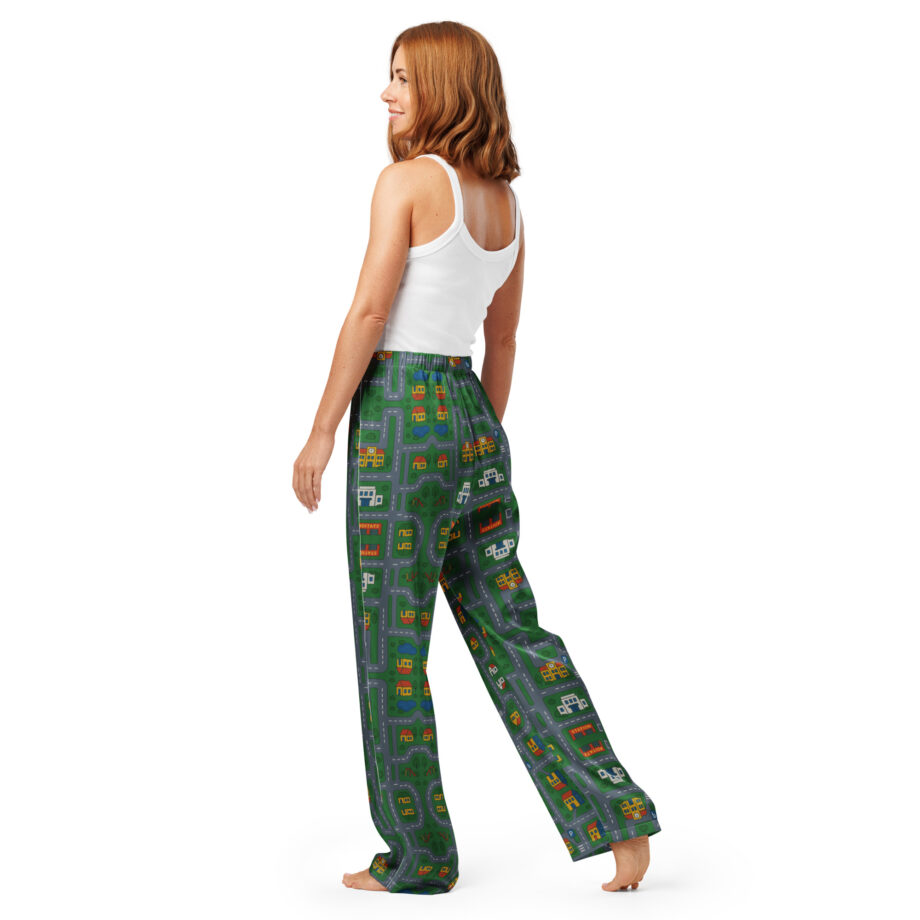 „Zurück in die Mini-Metropole“ – Pyjama-Hose für Damen – Allover – HOB Products