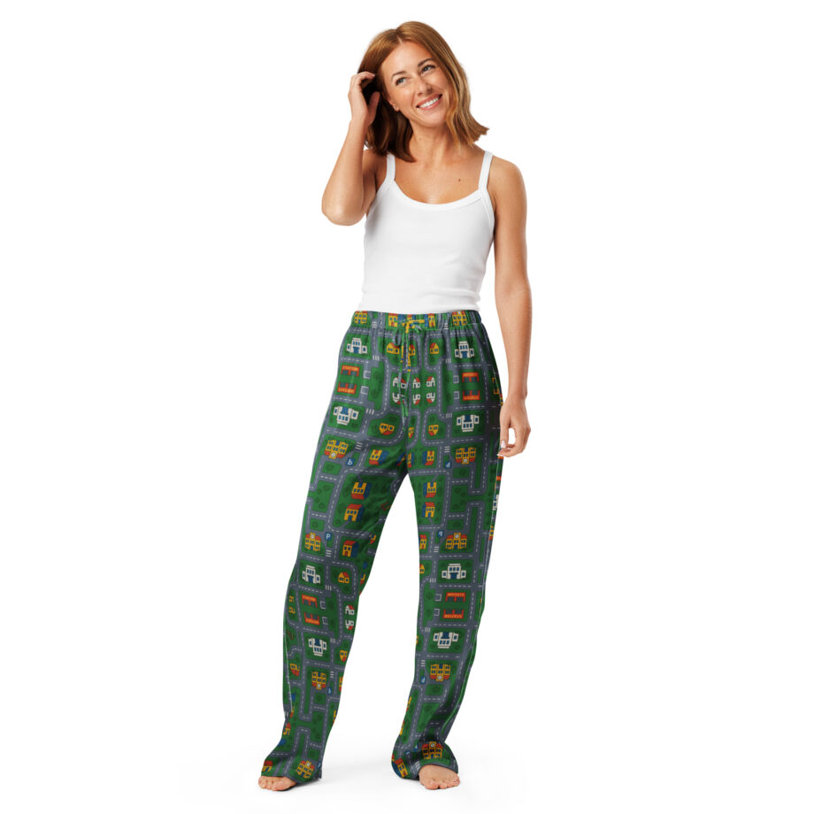 „Zurück in die Mini-Metropole“ – Pyjama-Hose für Damen – Allover – HOB Products