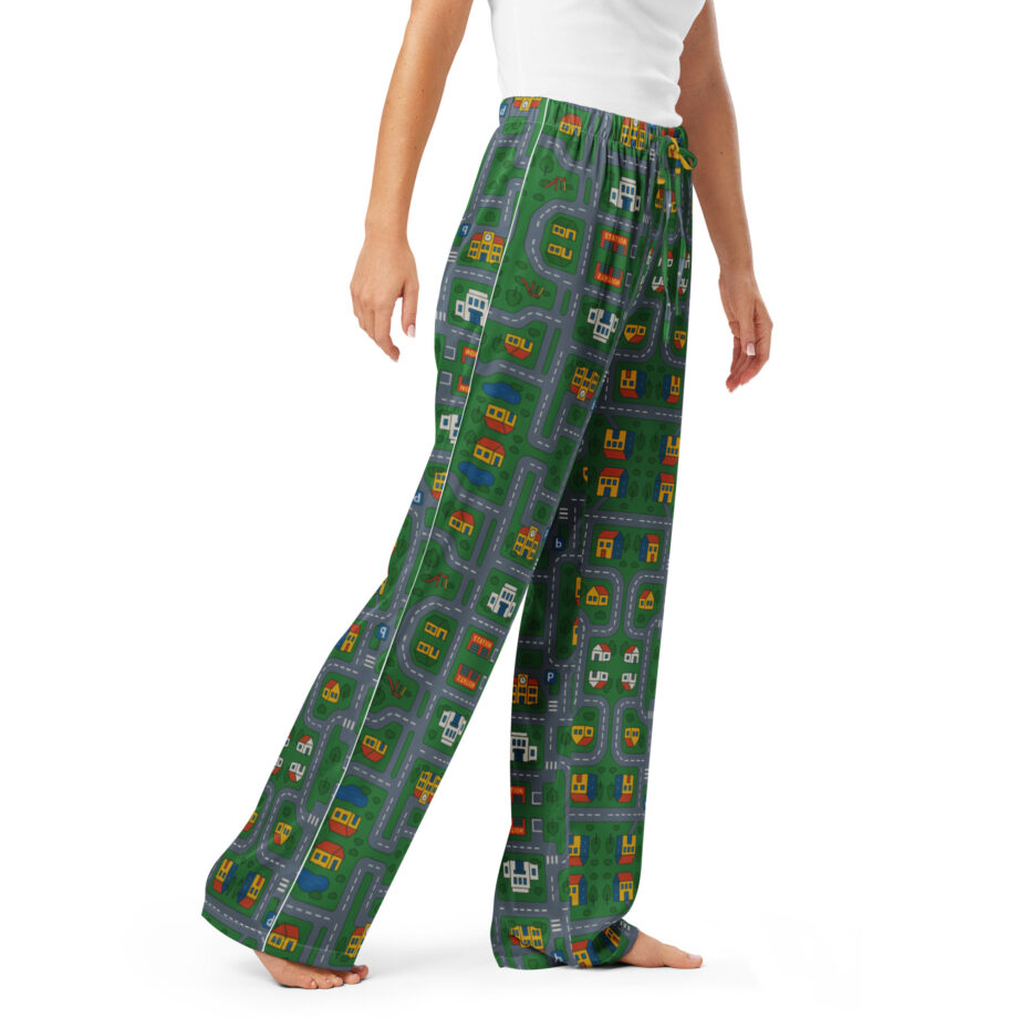 „Zurück in die Mini-Metropole“ – Pyjama-Hose für Damen – Allover – HOB Products
