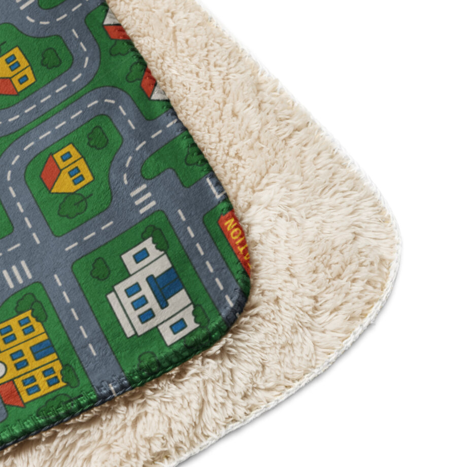 „Zurück in die Mini-Metropole“ – Sherpa-Decke – Allover – HOB Products