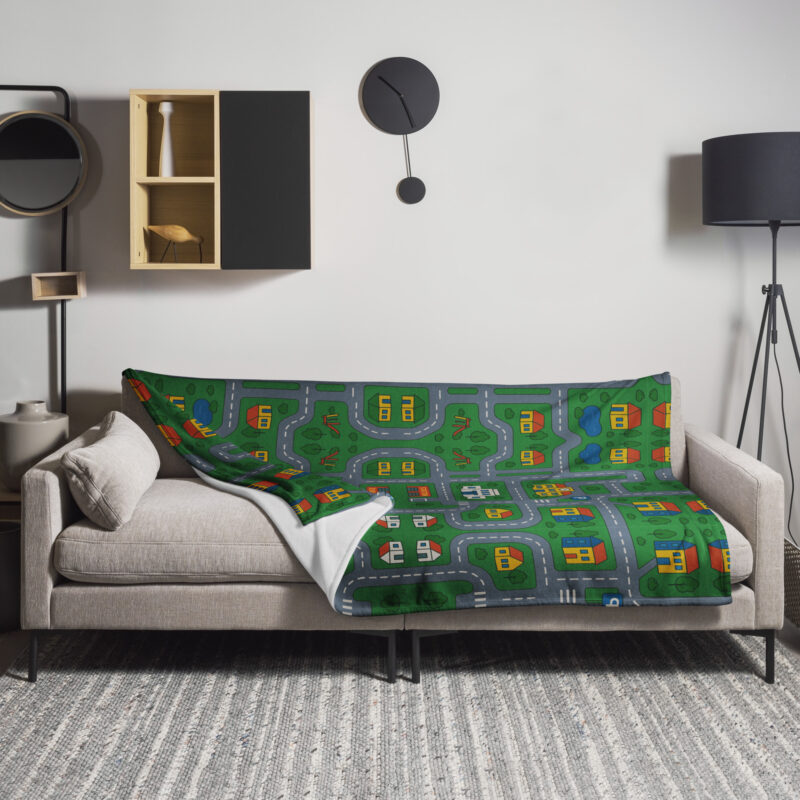 „Zurück in die Mini-Metropole“ – Tagesdecke – Allover – HOB Products