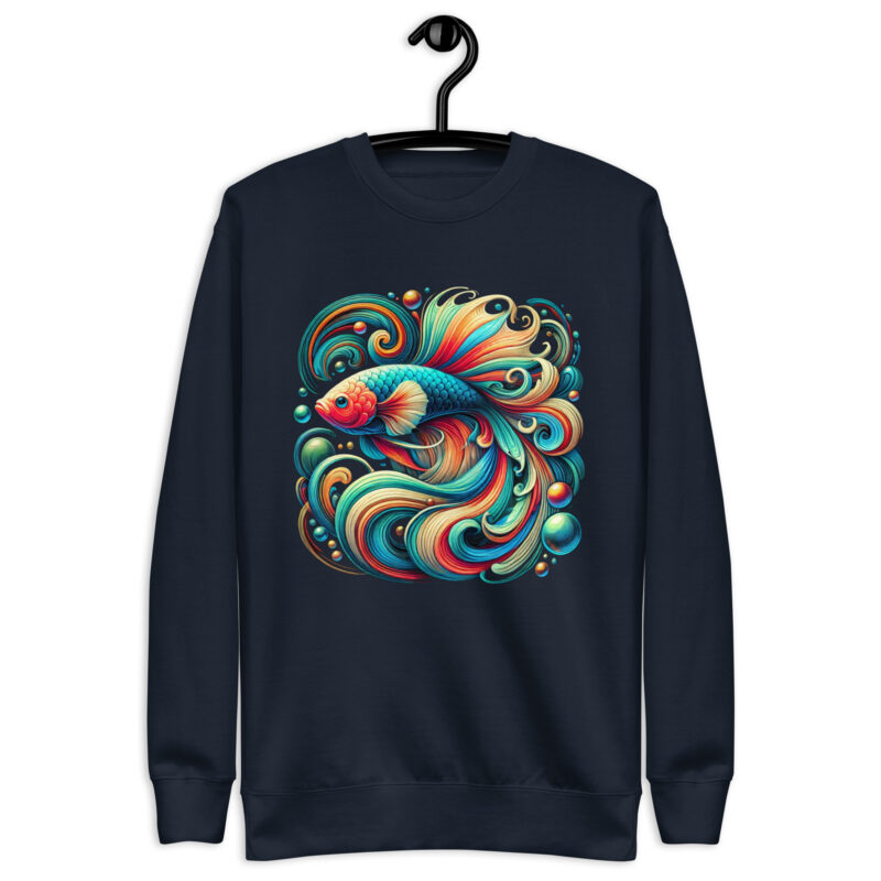 „Farbenflash im Fischformat“ – Unisex-Premium-Pullover – Pullover – HOB Products