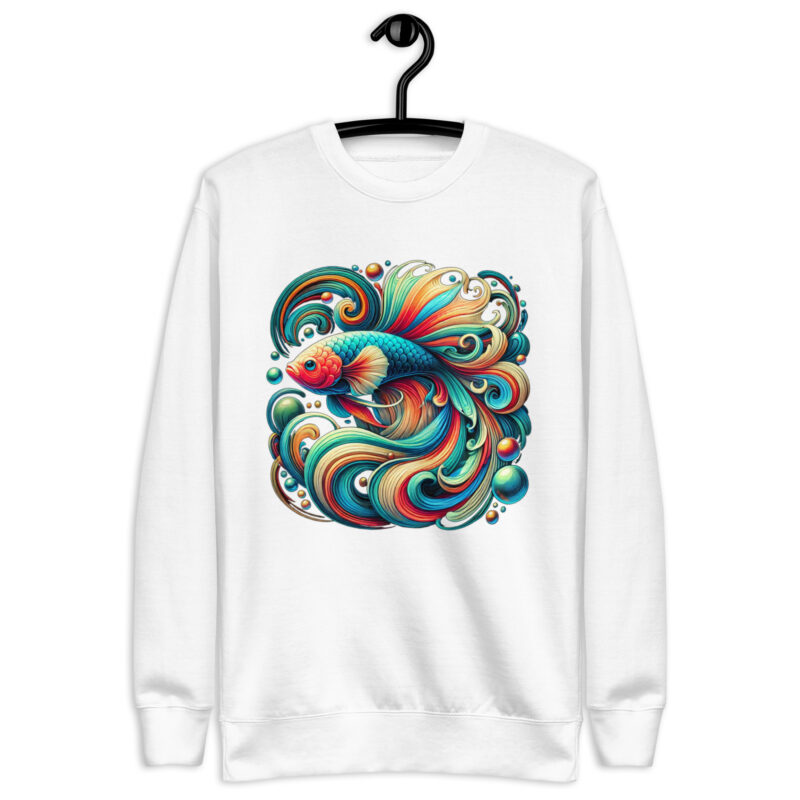 „Farbenflash im Fischformat“ – Unisex-Premium-Pullover – Pullover – HOB Products